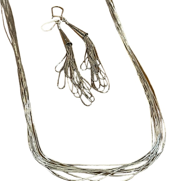 Carolyn Pollack Relios Liquid Sterling Silver 10 Strand Necklace & Earrings Set - Picture 4 of 10